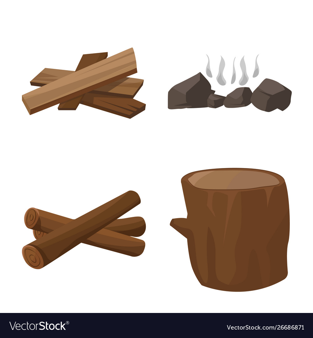 Isolated object timber and nature icon set