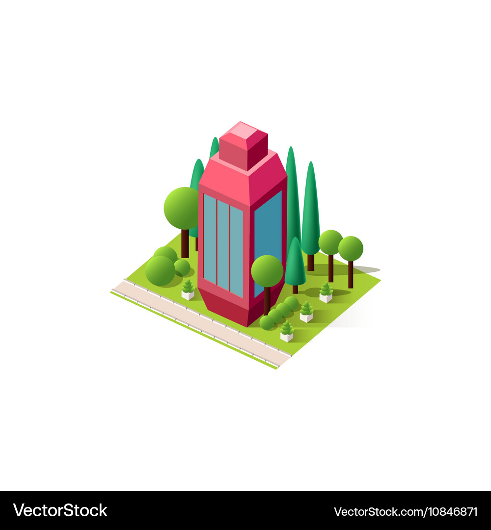 Isometrics multistory building Royalty Free Vector Image