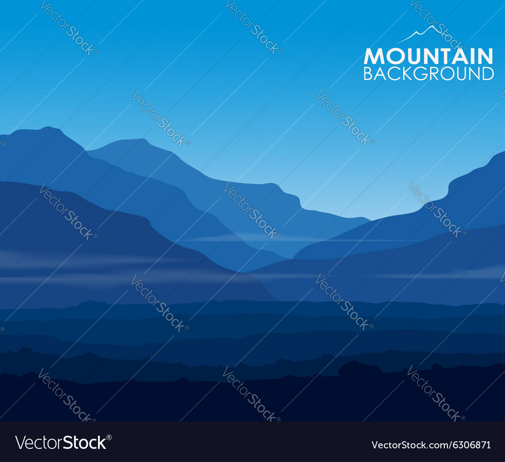 Landscape with huge blue mountains Royalty Free Vector Image