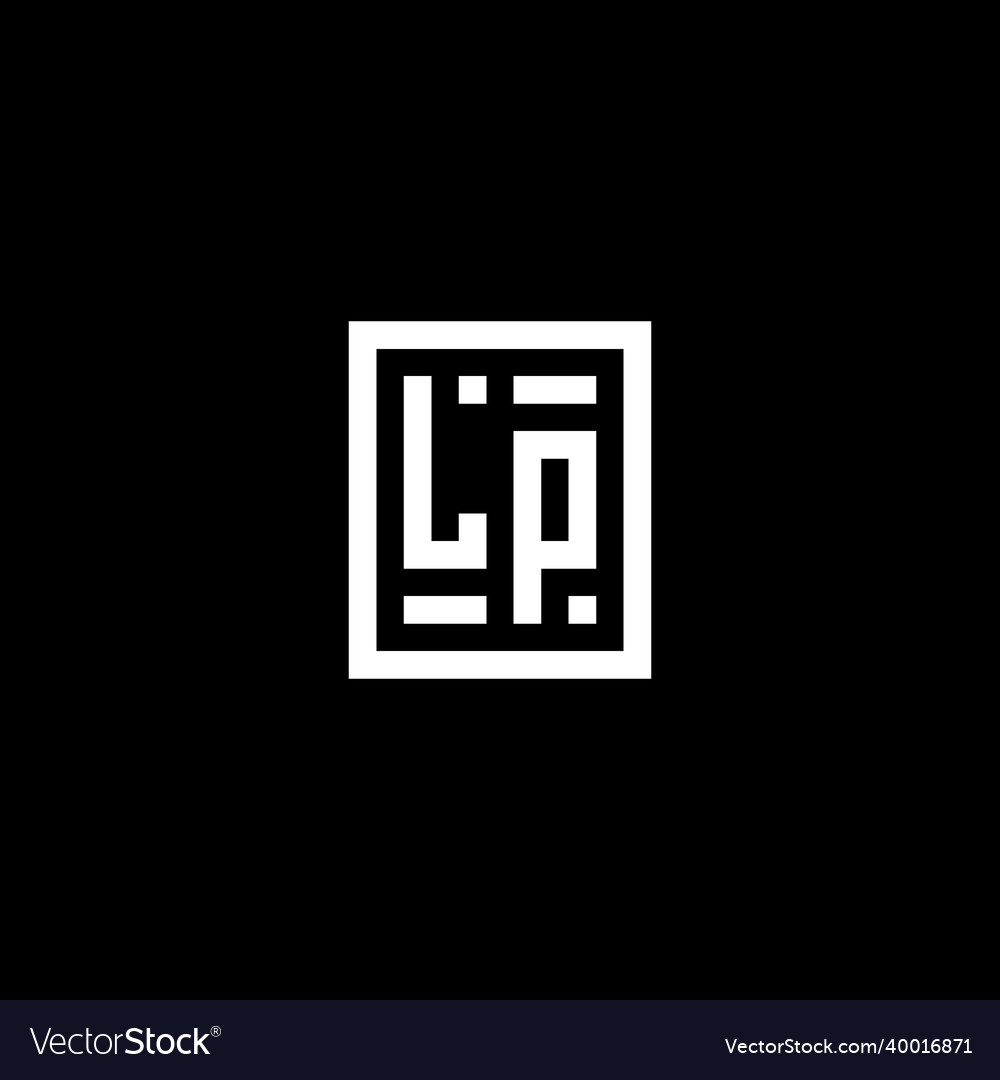 Lp initial logo with square rectangular shape