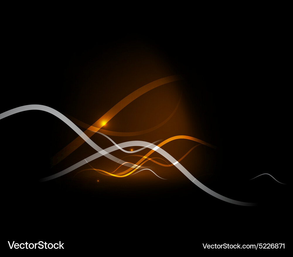 Orange dynamic wave in dark space Royalty Free Vector Image
