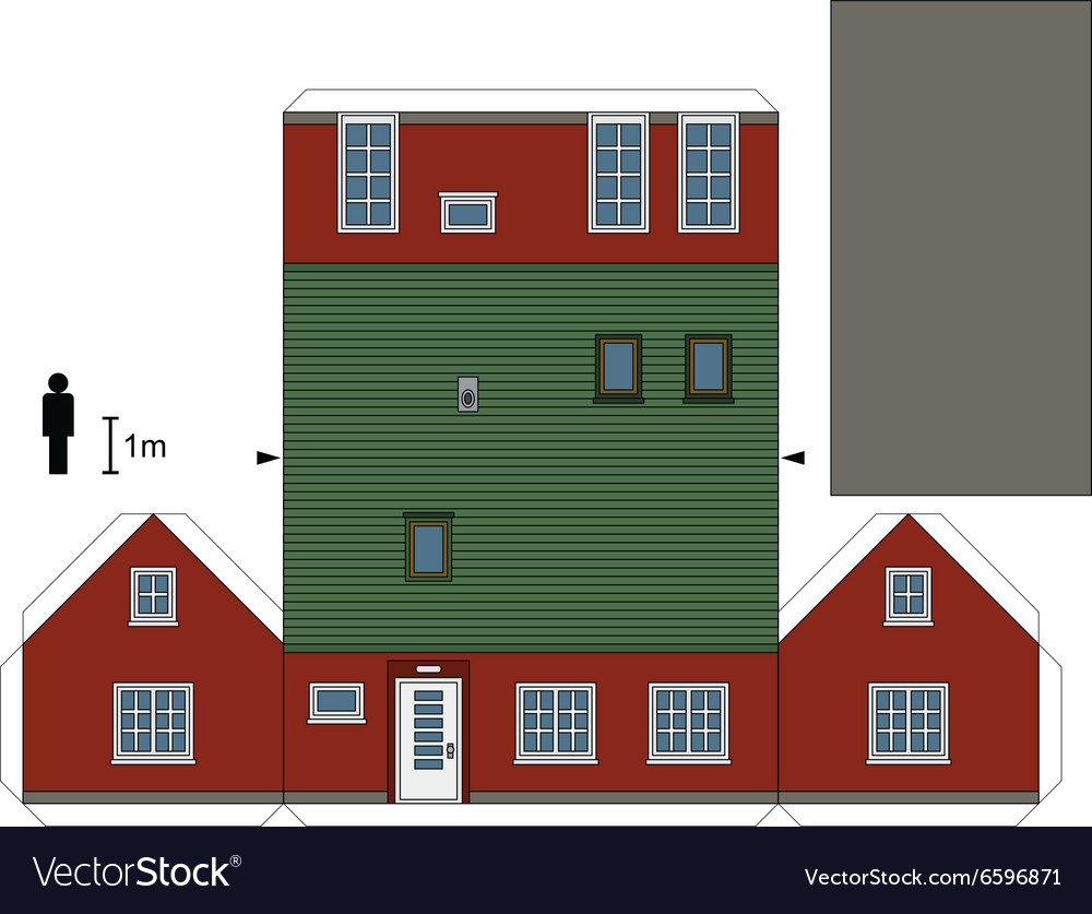 Paper model a red house Royalty Free Vector Image