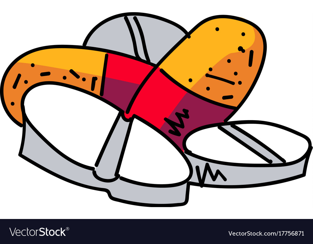 Pills cartoon hand drawn image Royalty Free Vector Image