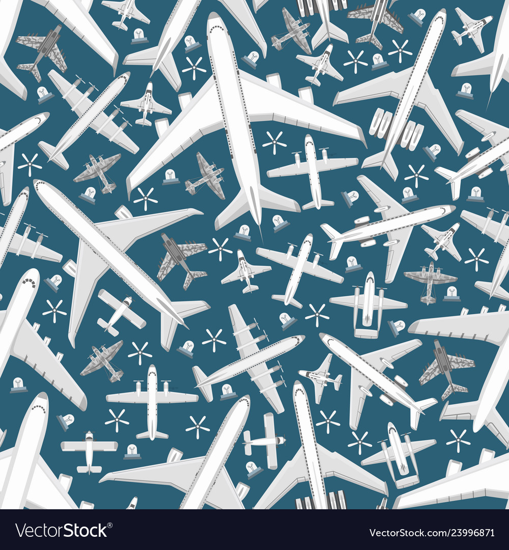 Plane seamless pattern aircraft airplane jet Vector Image