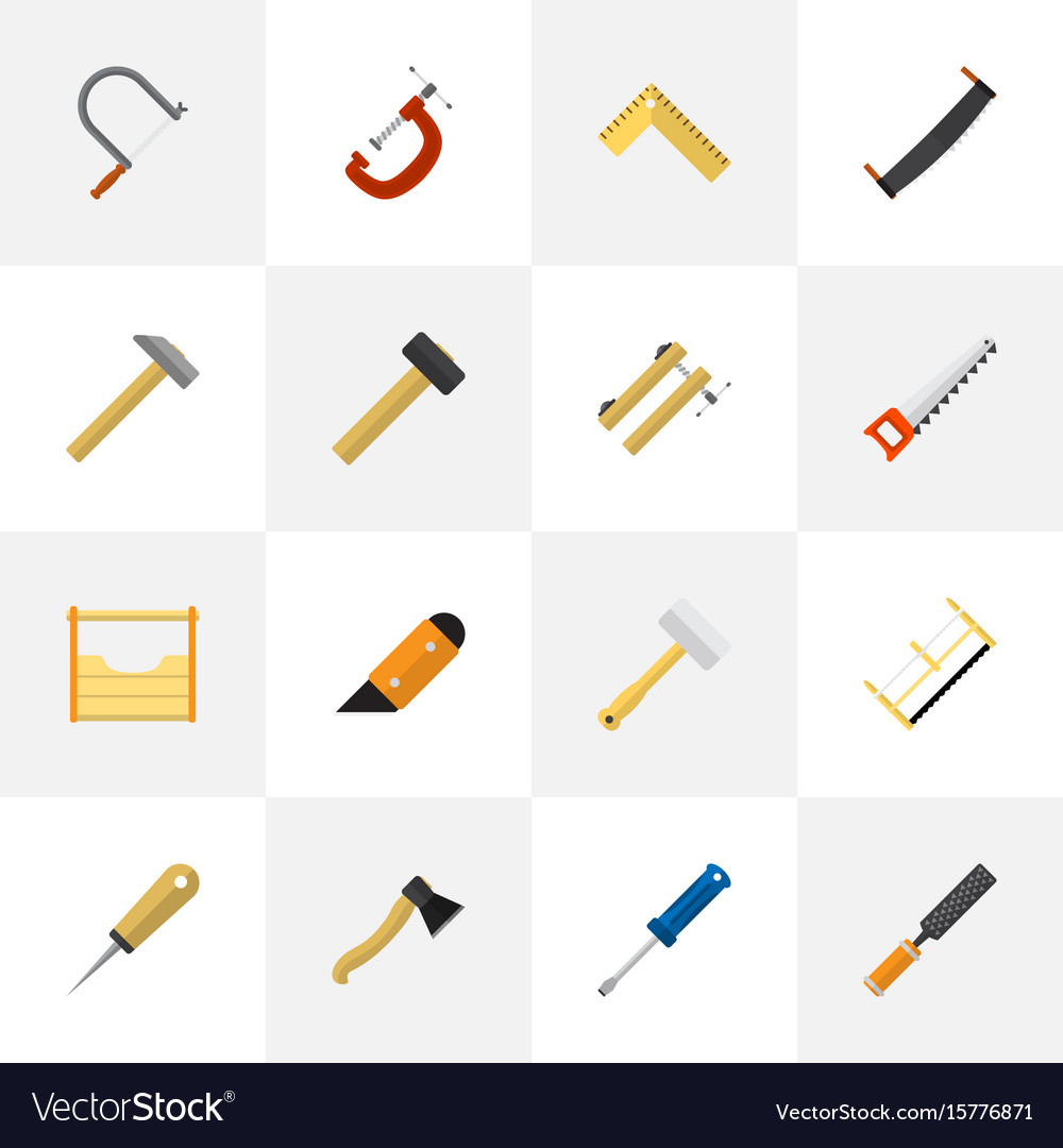 Set of 16 editable tools icons includes symbols