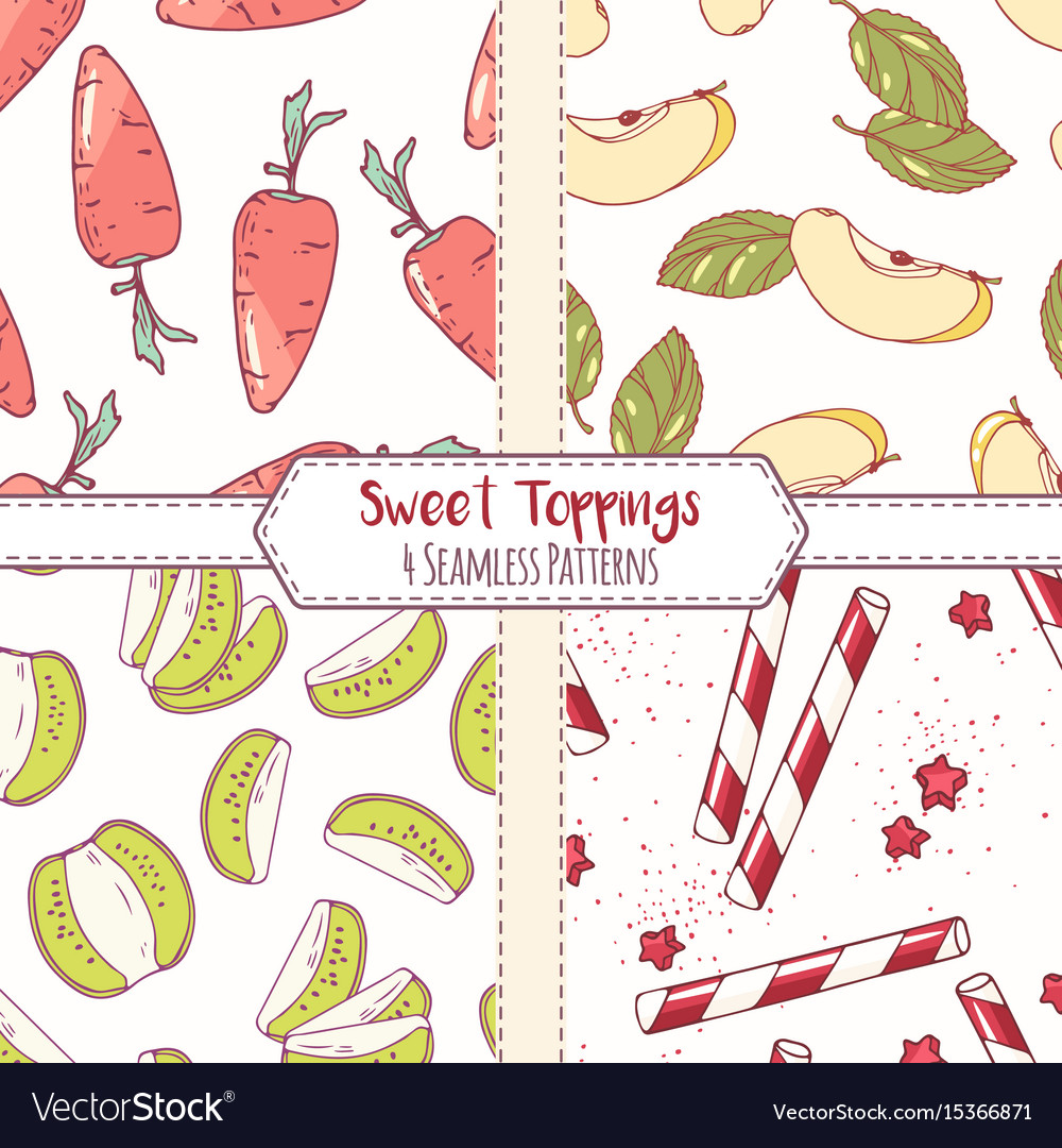 Set of hand drawn seamless patterns