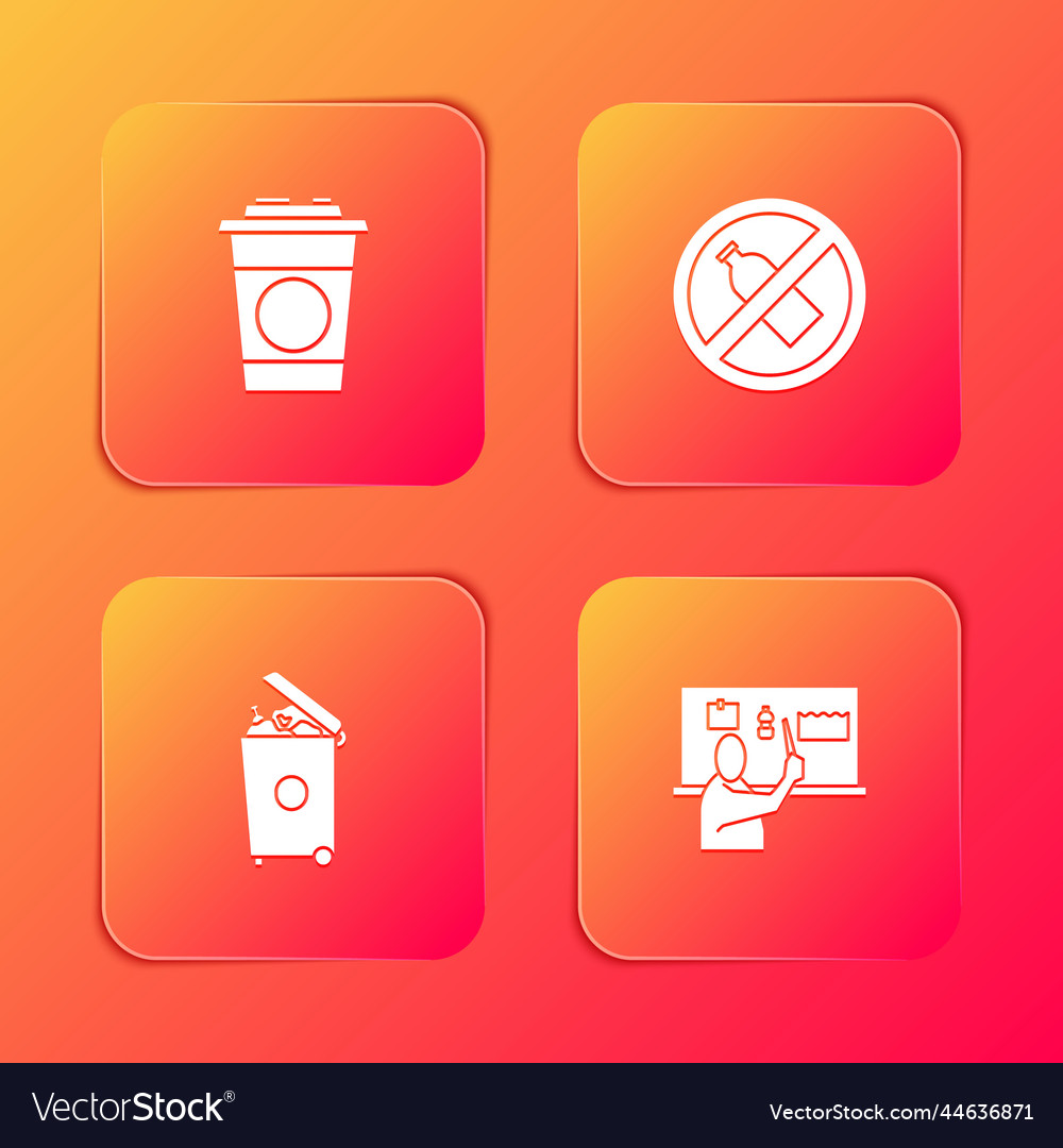 Set paper glass no plastic bottle trash can