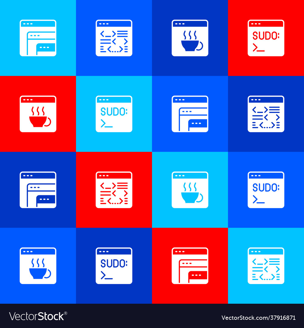 Set software and code terminal icon vector image Set software and code terminal icon