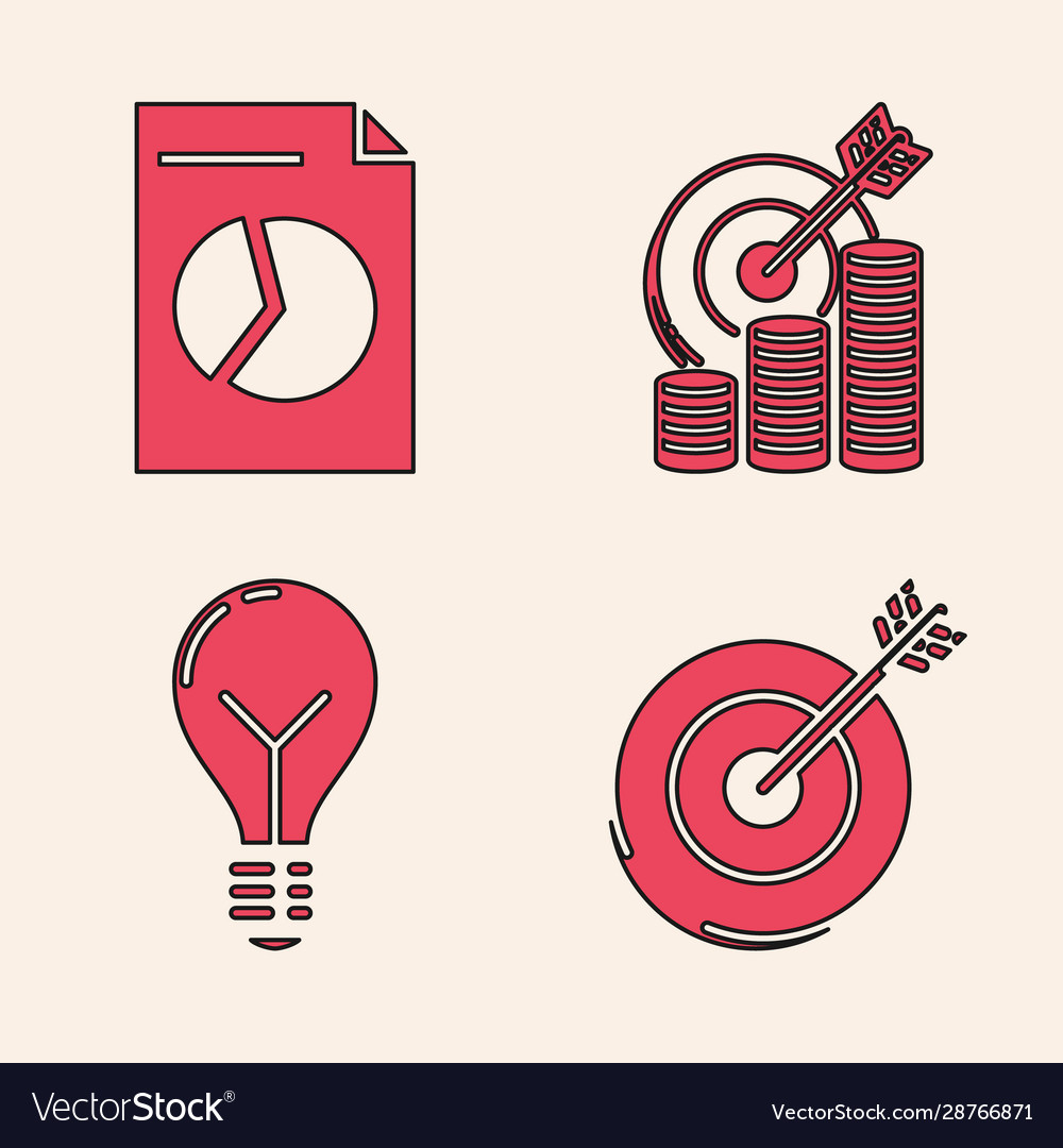 Set target document with graph chart vector image Set target document with graph chart