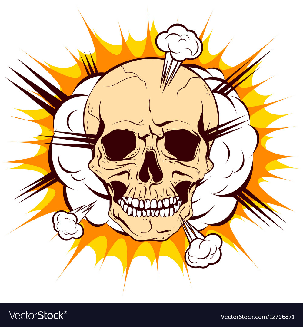 Skull on background cloud explosion