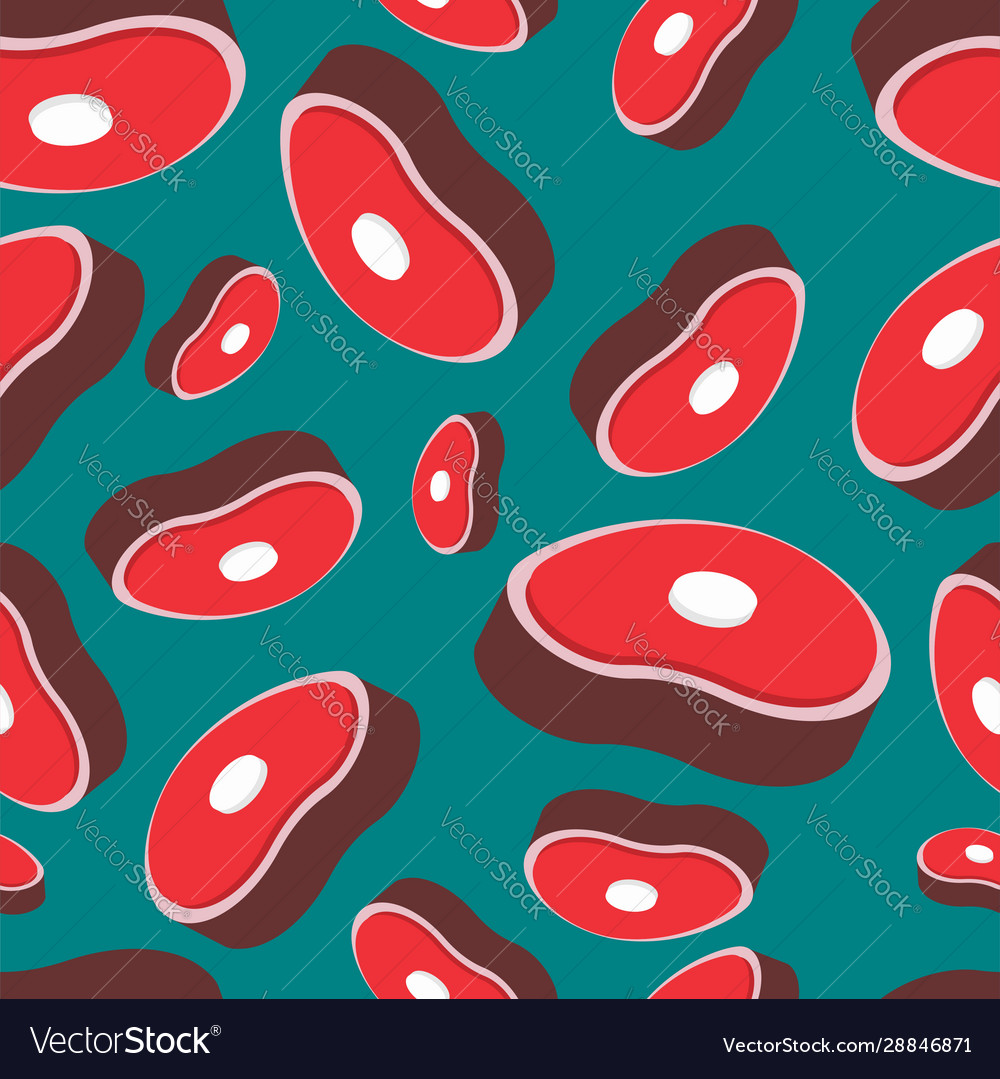 Slice meat pattern seamless pork on bone vector image Slice meat pattern seamless pork on bone