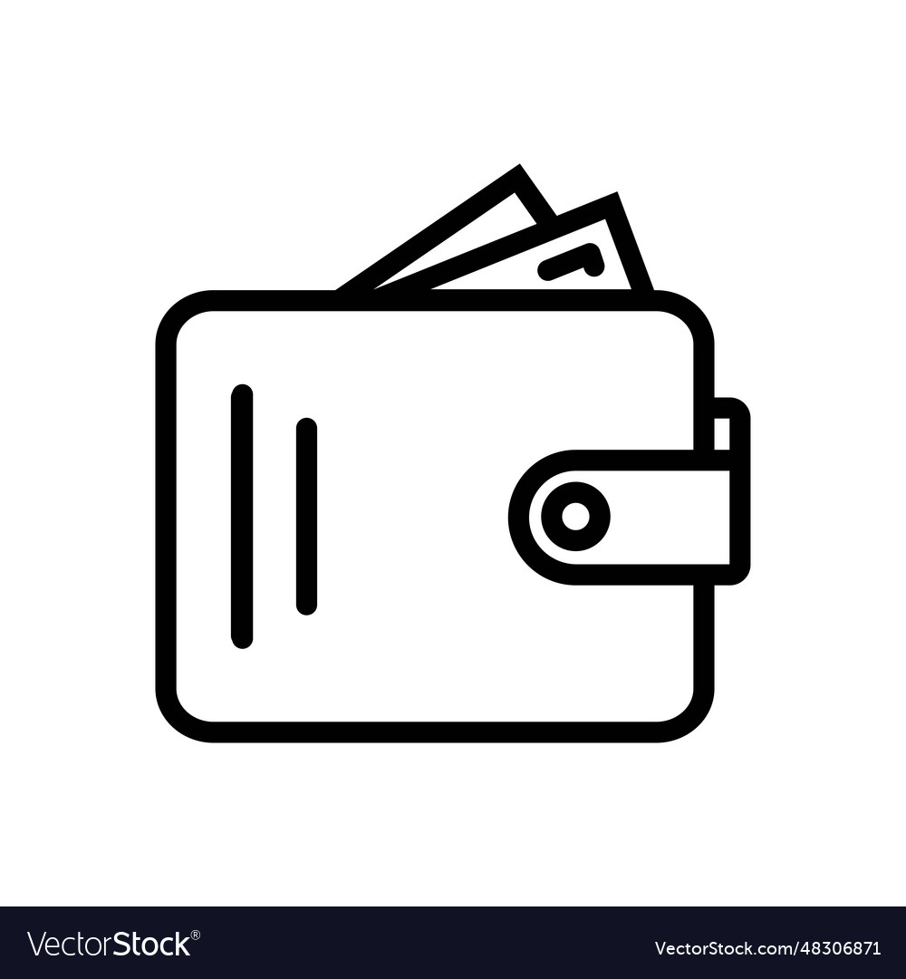 Wallet icon outline for web design vector image Wallet icon outline for web design