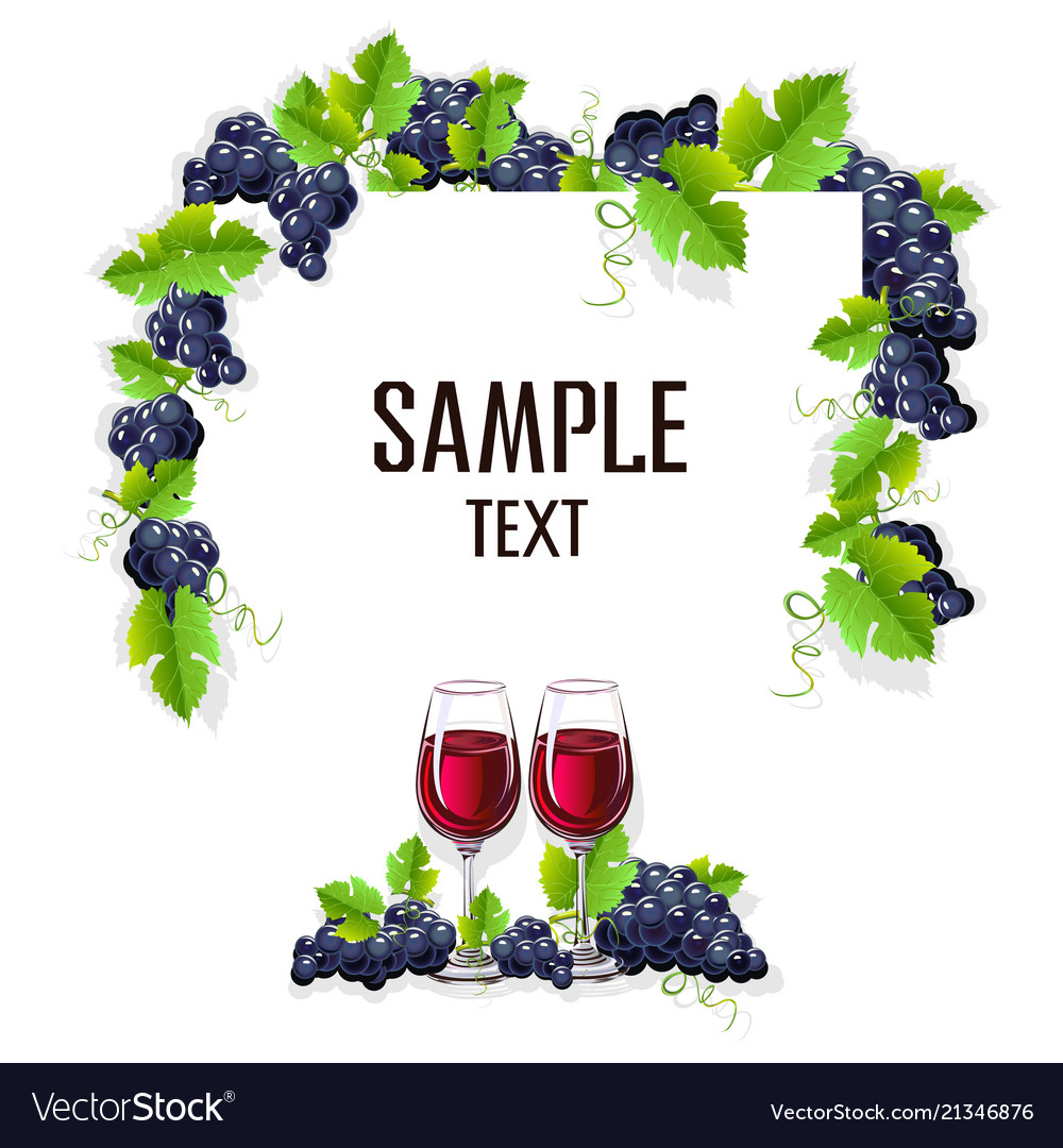 Card template with a glass of wine and grapes