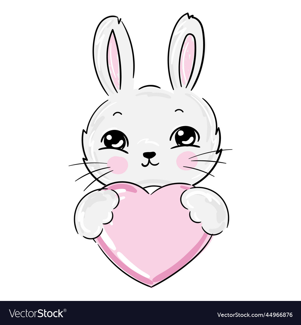 Cartoon cute baby animal girl bunny print Vector Image