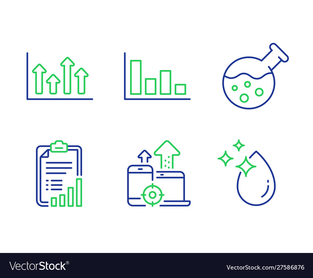 Checklist histogram and upper arrows icons set Vector Image Checklist histogram and upper arrows icons set
