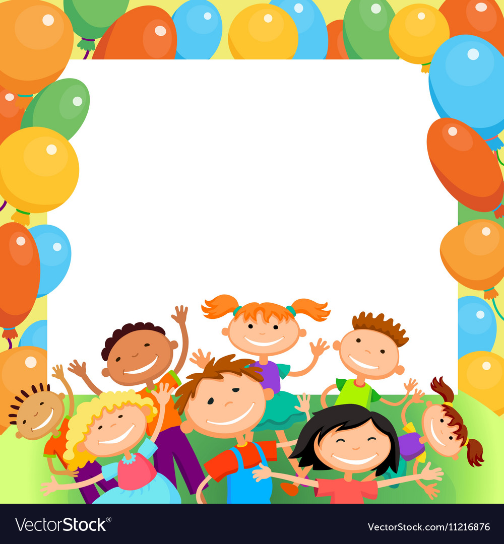 Children are jumping ob summer background bunner Vector Image