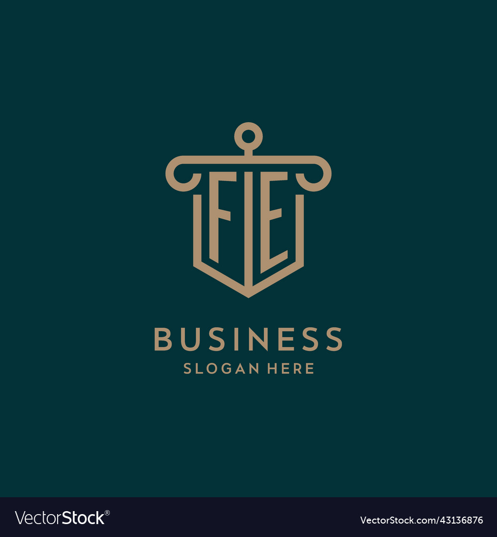 Fe monogram initial logo design with shield