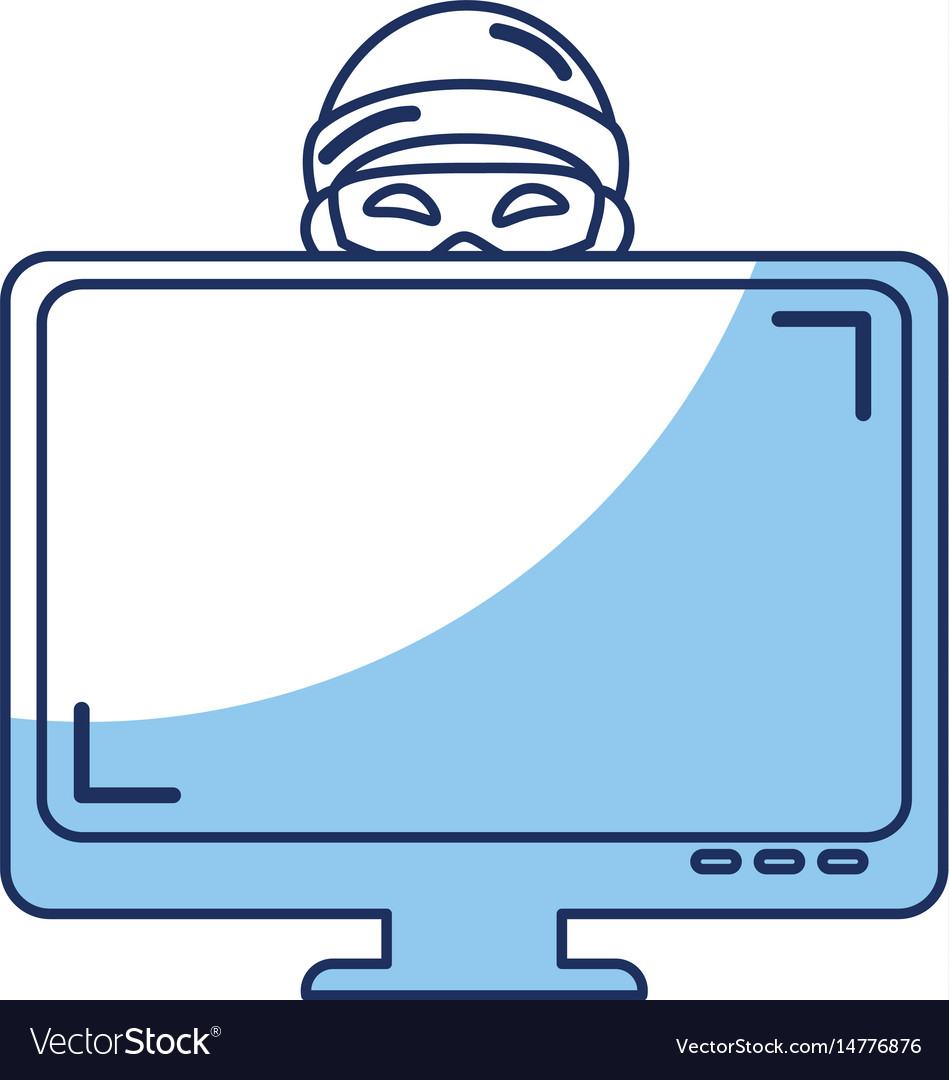 Hacker with computer avatar character