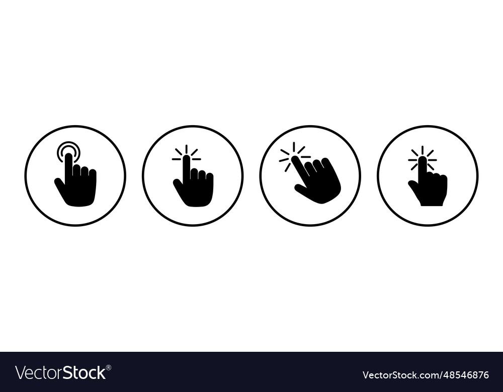 Hand click icon clicking finger pointer vector image Hand click icon clicking finger pointer