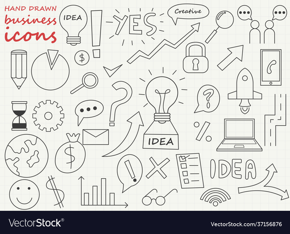 Hand drawn business elements design Royalty Free Vector