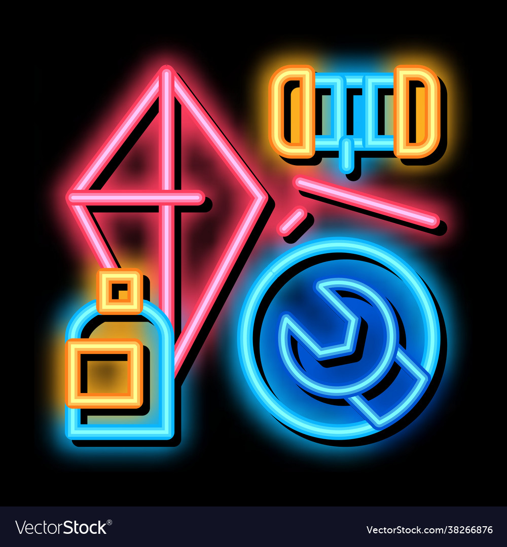 Homemade hand kite neon glow icon