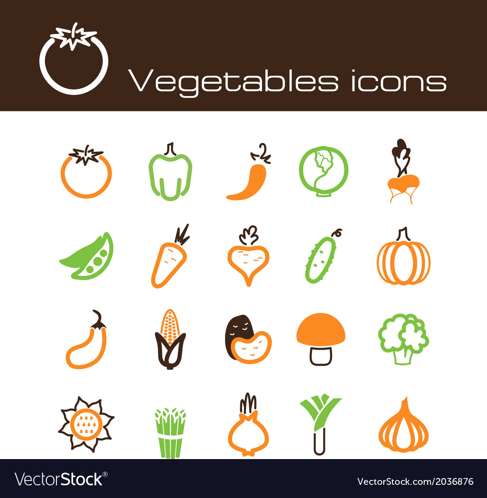 Icons set vegetables