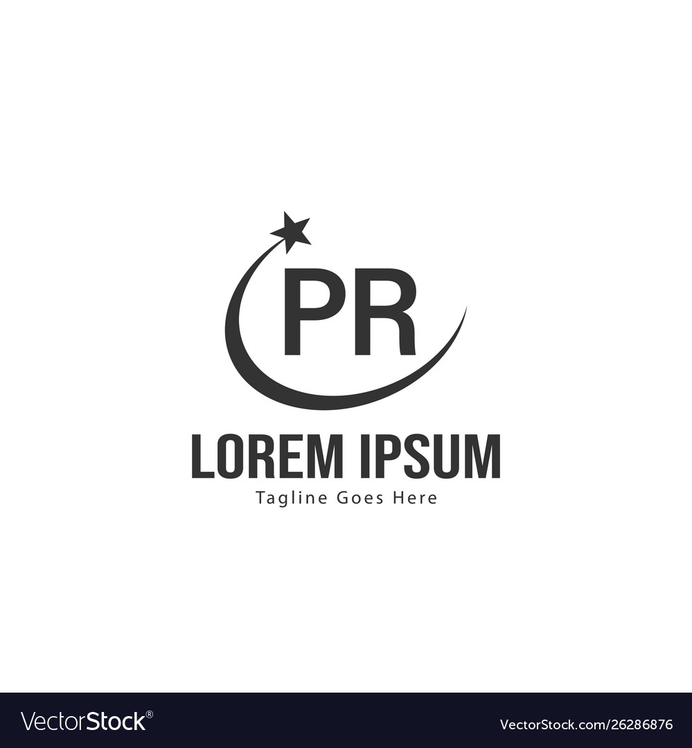 Initial pr logo template with modern frame