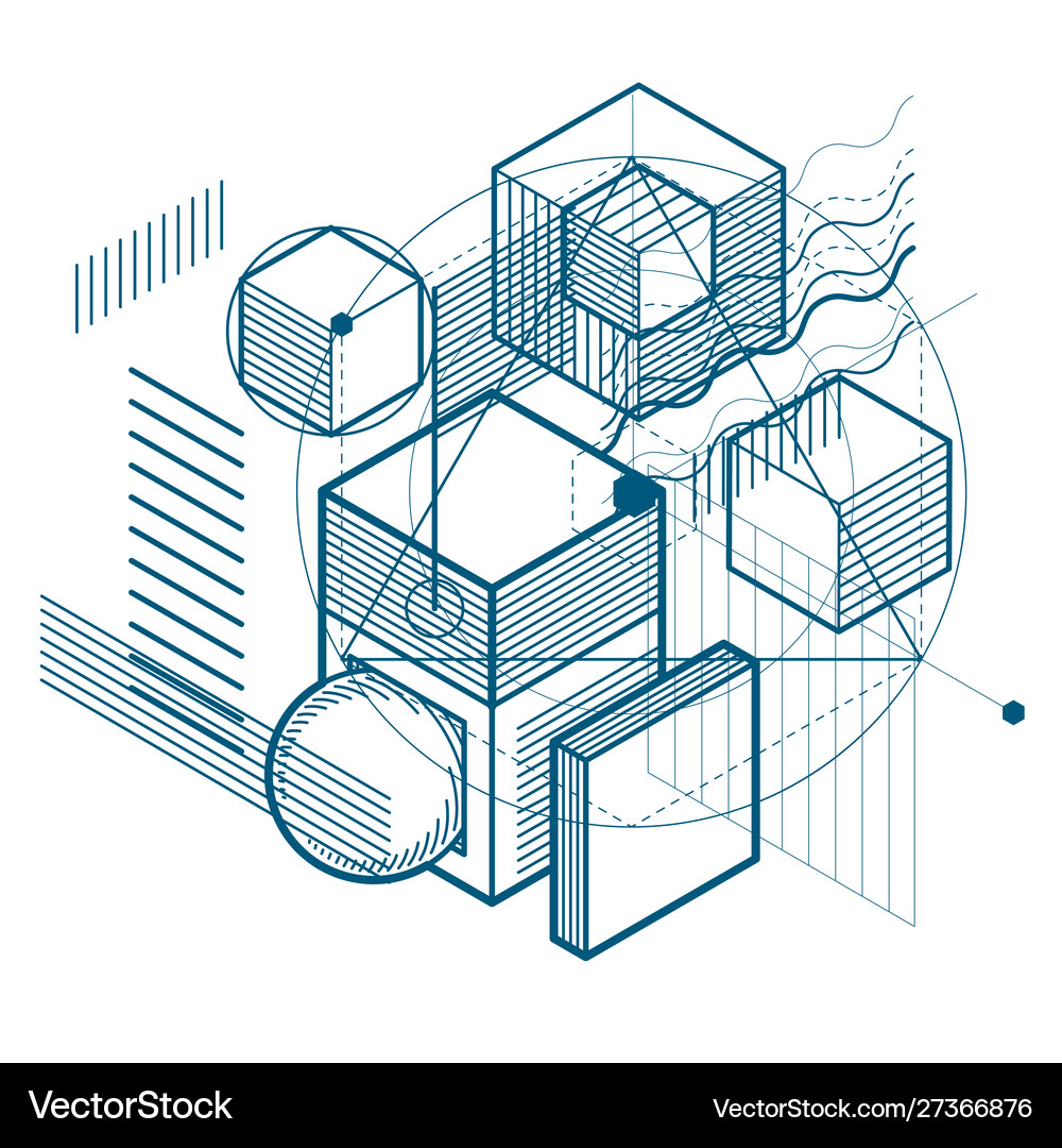 Isometric linear abstract background lined Vector Image