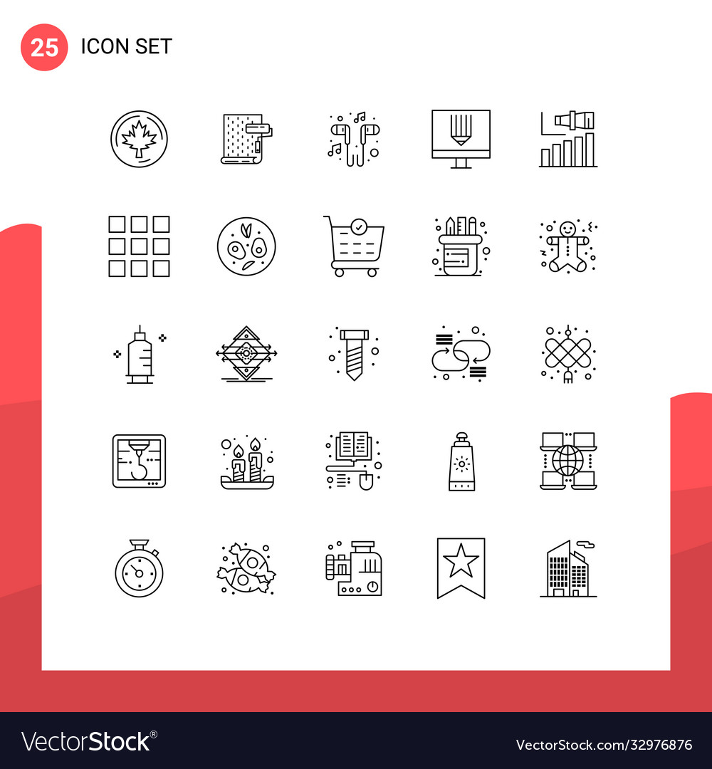 Line pack 25 universal symbols development Vector Image