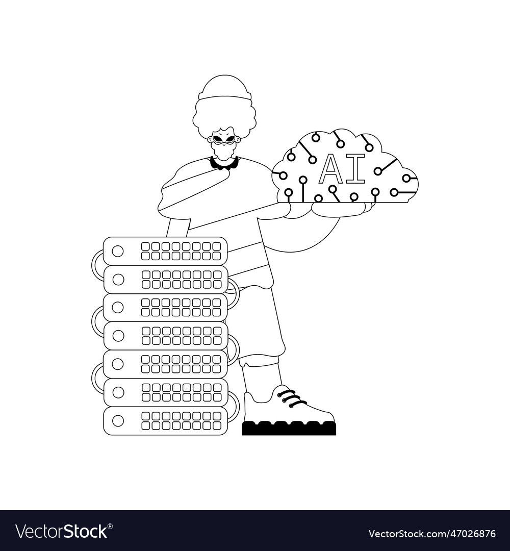 Linear style of ai guy and server based
