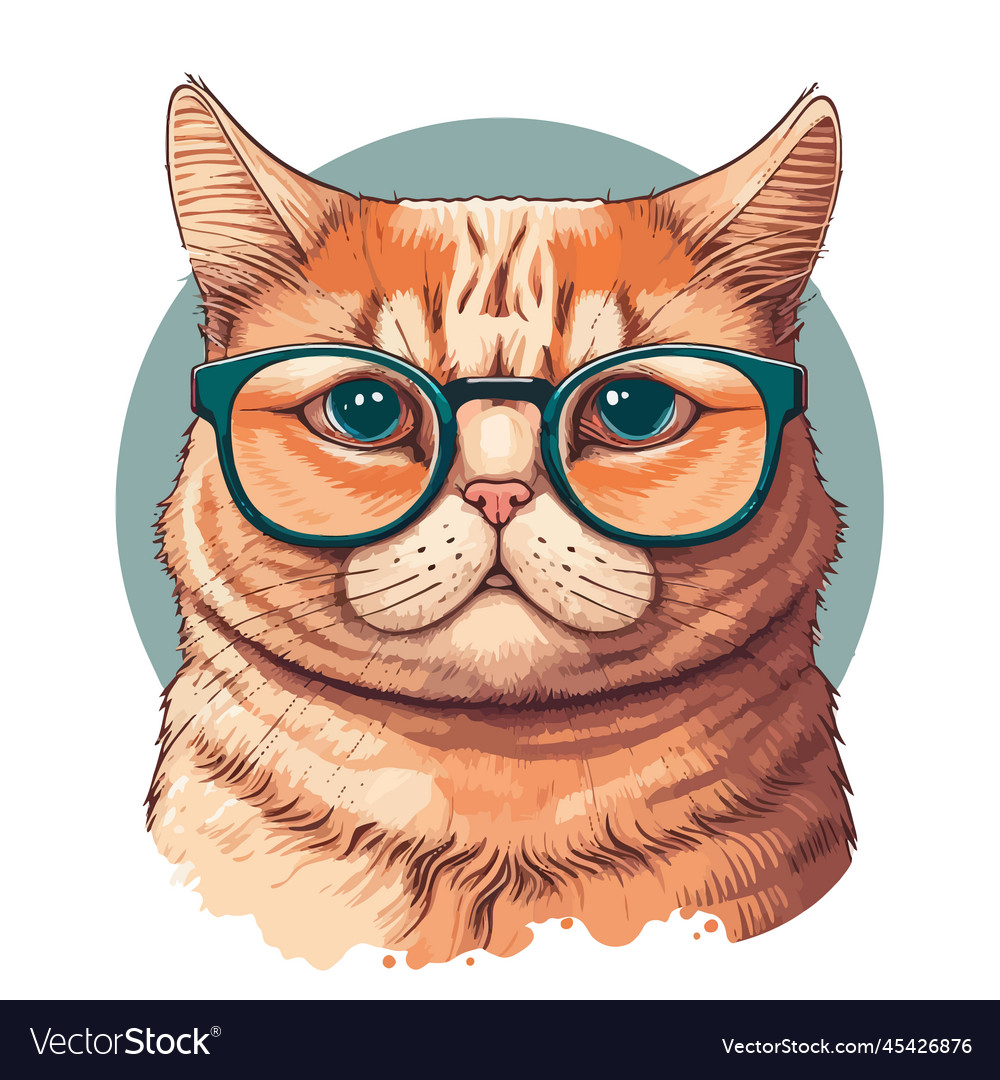 Little smart cat in eyeglasses