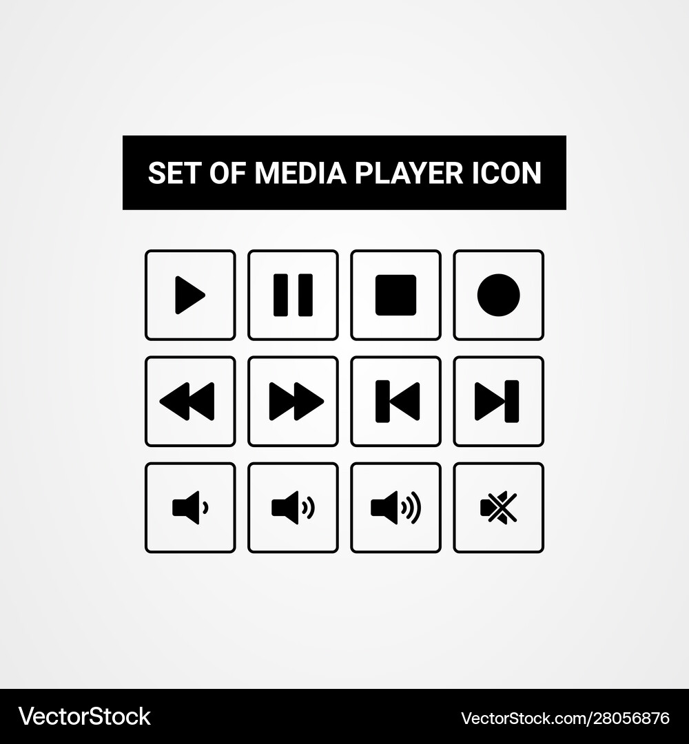 Media player button icon flat design template Vector Image