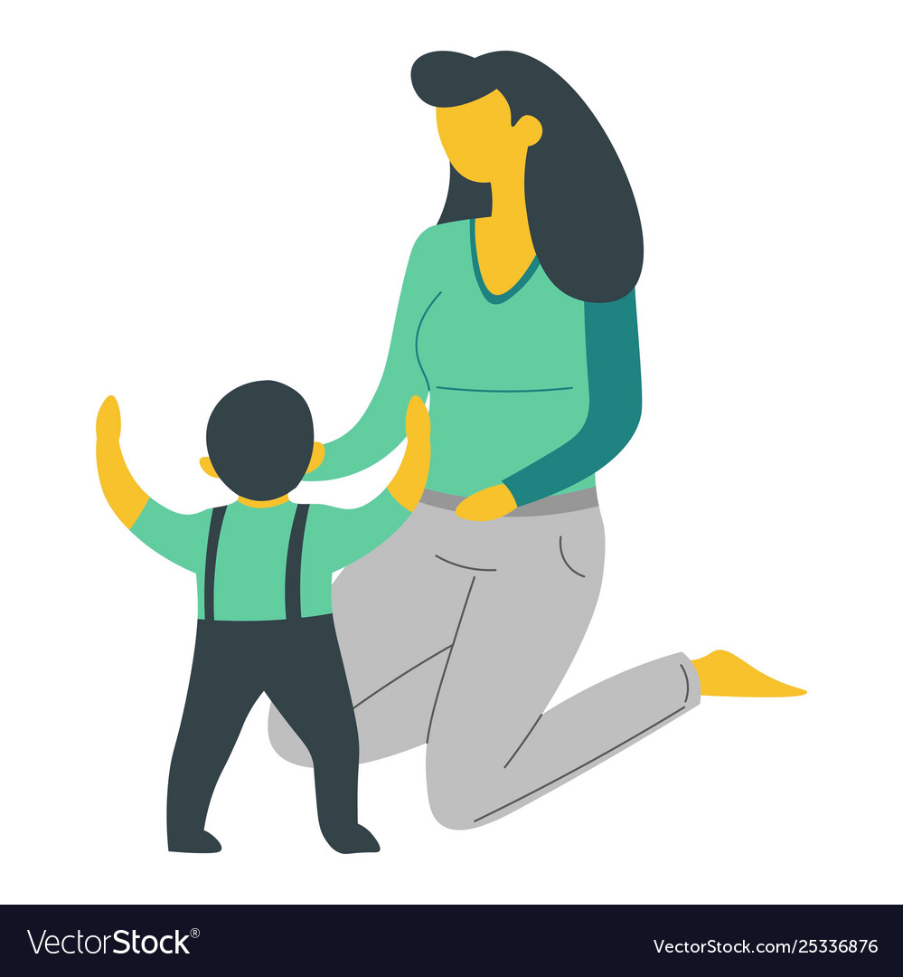 Mother and son isolated characters woman and baby Vector Image