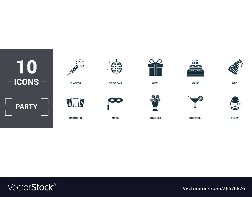 Party icon icons set collection includes simple vector image Party icon icons set collection includes simple