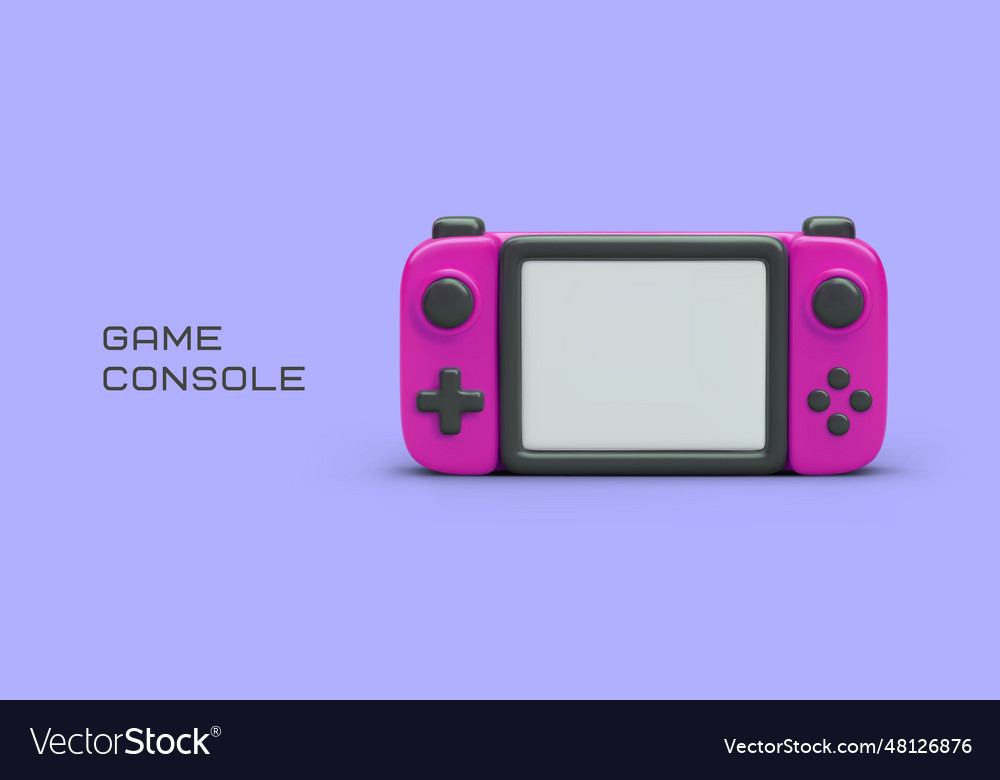 Pink realistic game console with blank screen vector image Pink realistic game console with blank screen