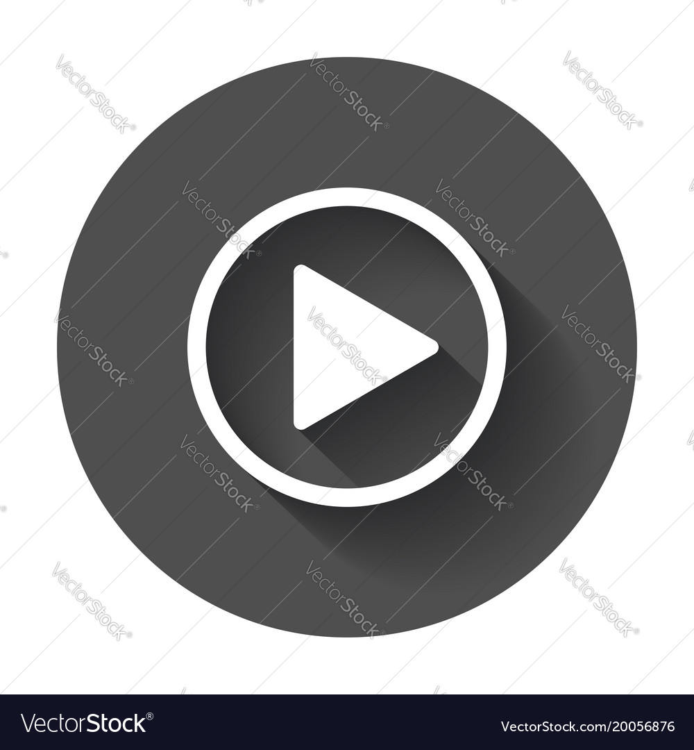 Play button web icon flat with long shadow