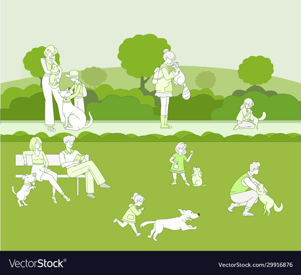 Scenes with pet owners people holding playing