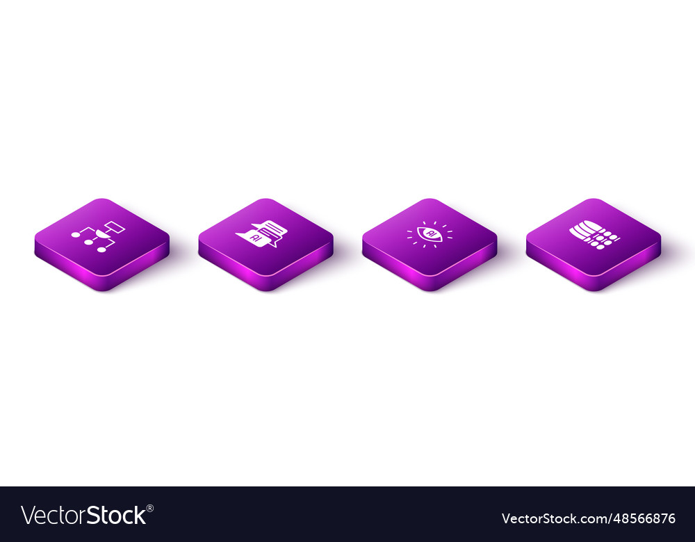 Set isometric algorithm chat bot artificial vector image Set isometric algorithm chat bot artificial