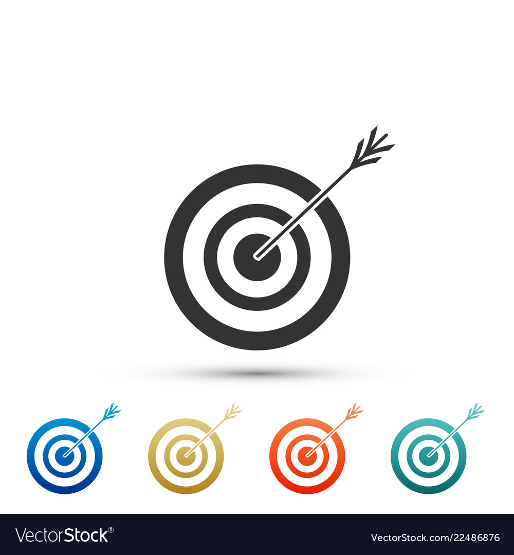 Target with arrow icon dart board sign Vector Image Target with arrow icon dart board sign