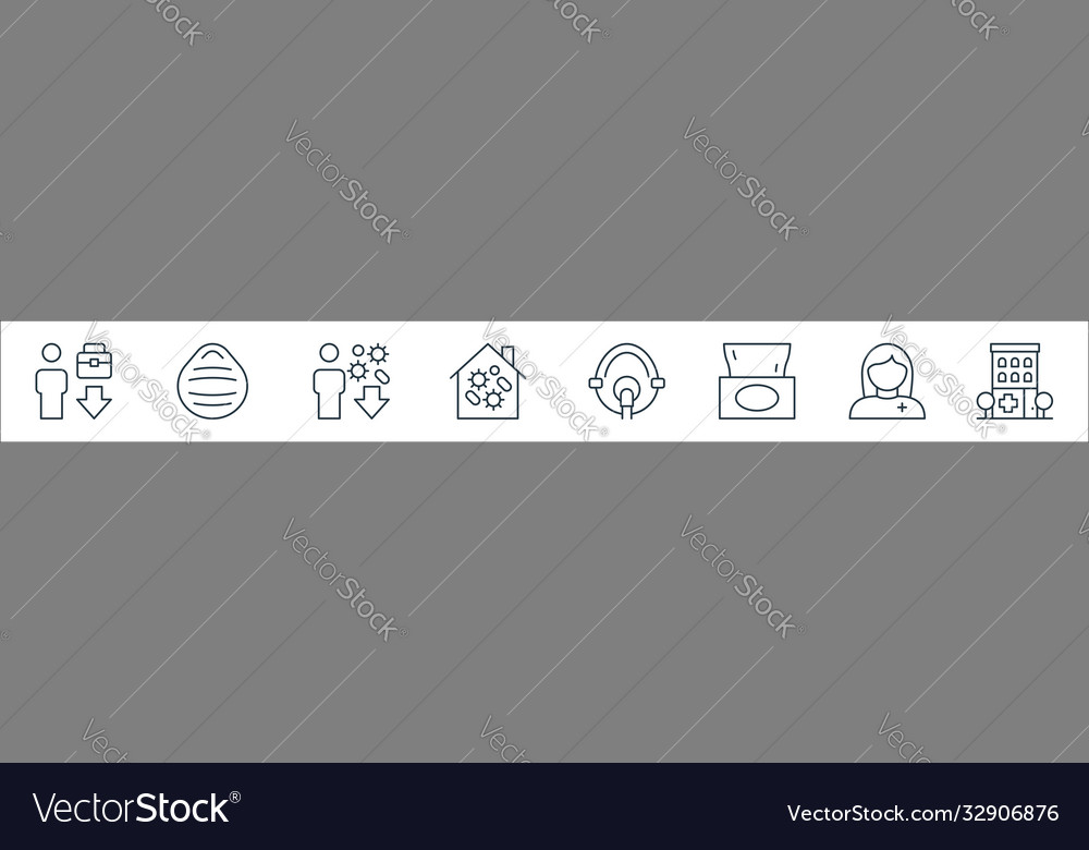 Virus line icons linear set quality vector image Virus line icons linear set quality