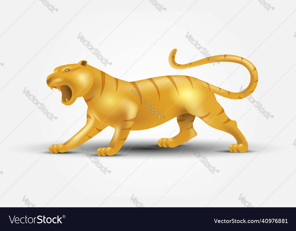 Angry golden tiger with white background design