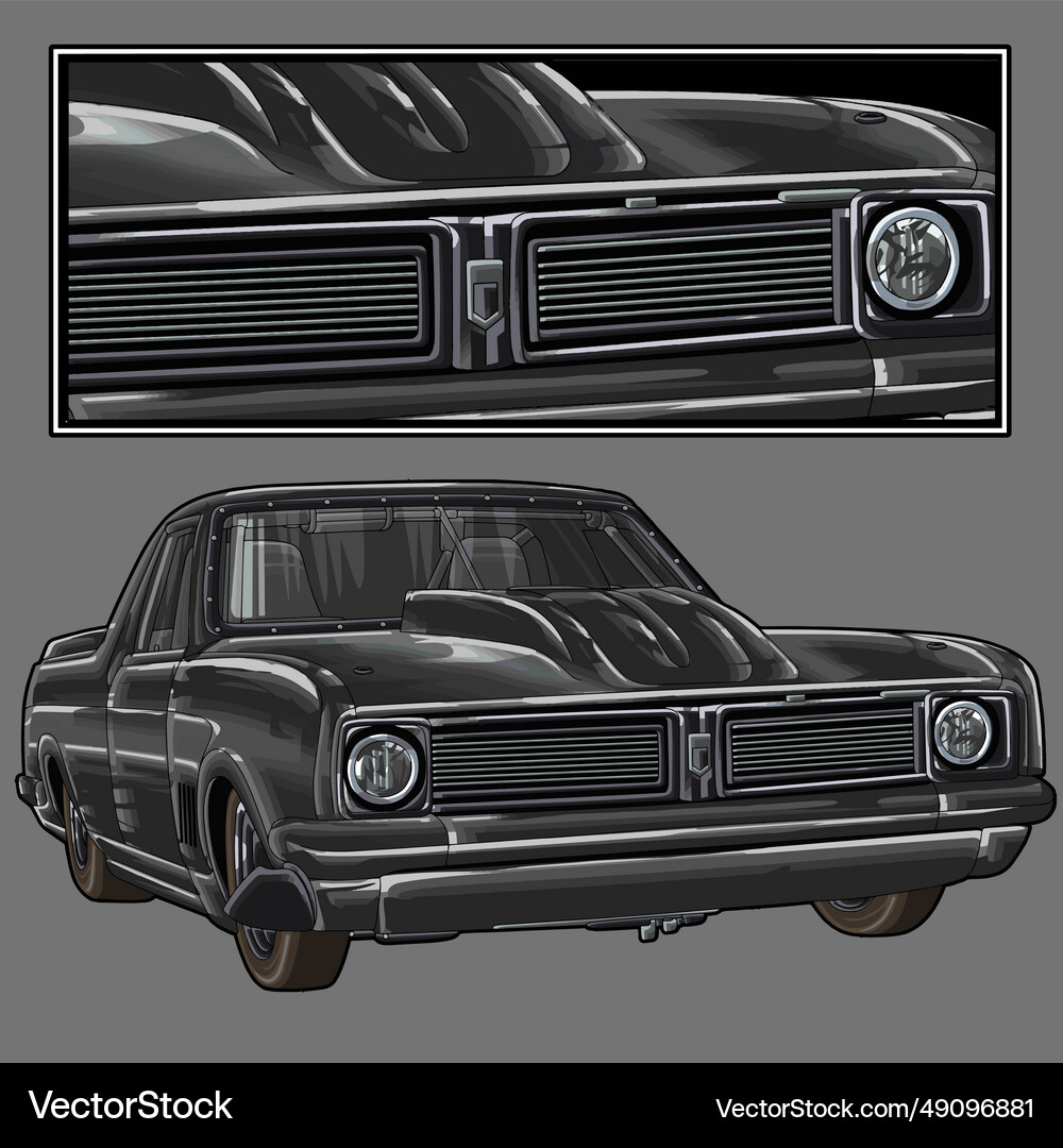 Black drag racing car with grey strip Royalty Free Vector