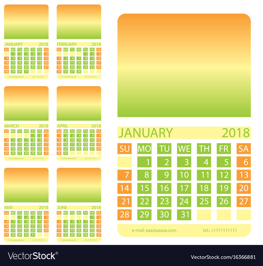 calendar grid first six months six months calendar