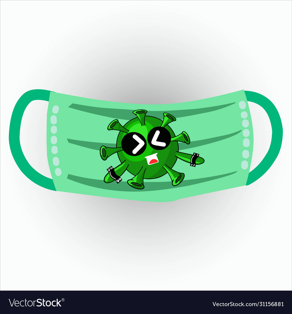 Cartoon virus character with mask