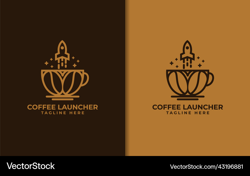 Coffee launcher logo design abstract rocket Vector Image