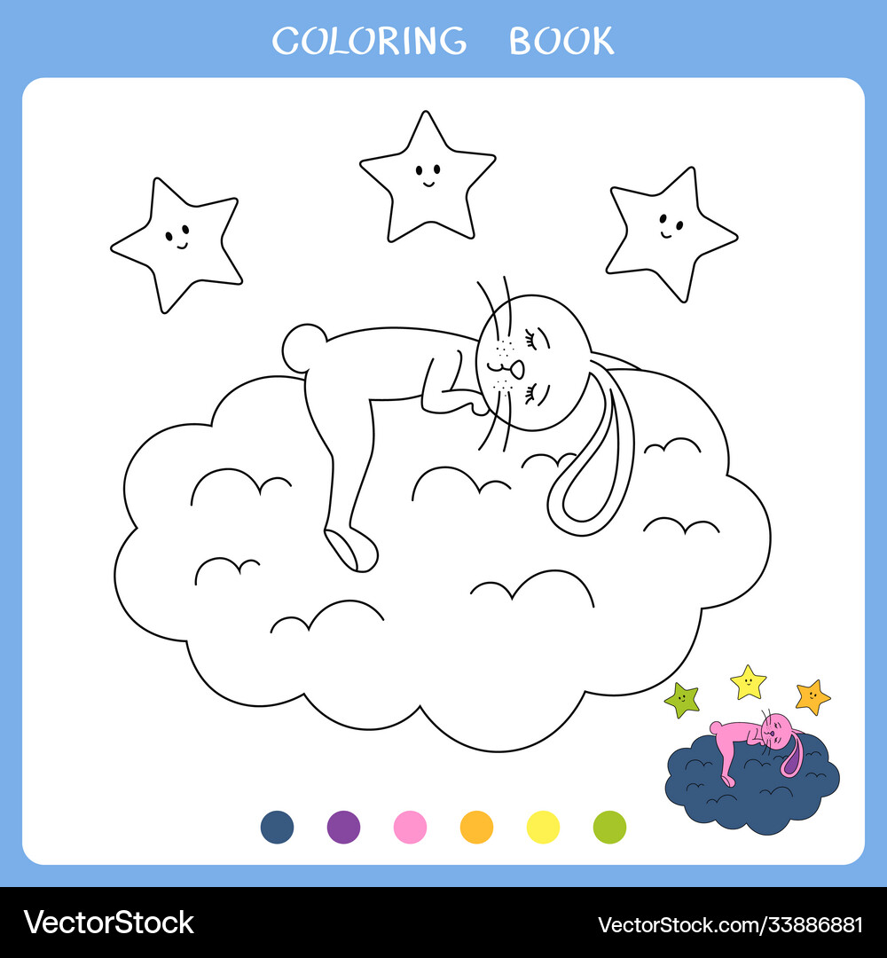 Cute hare for coloring book Royalty Free Vector Image