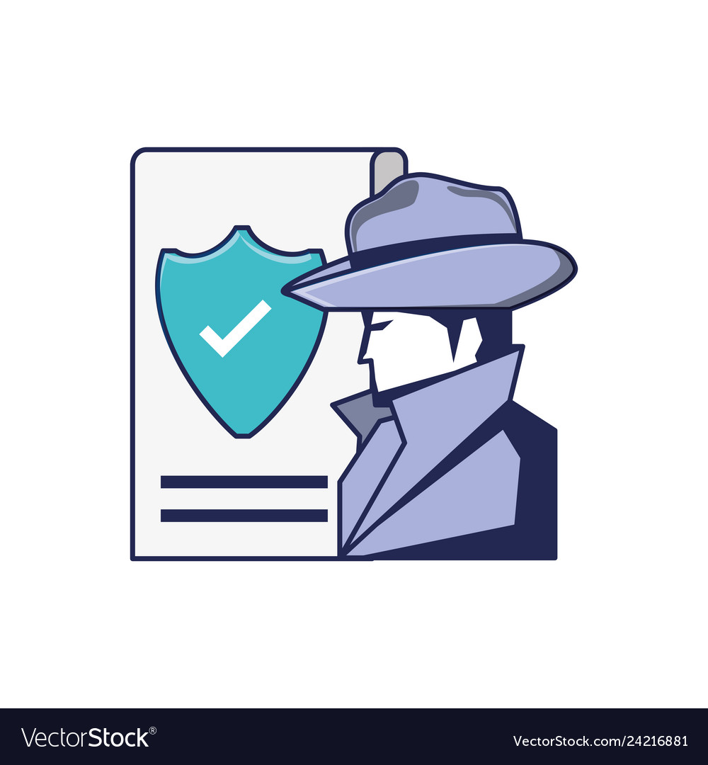 Cyber security agent and document with shield