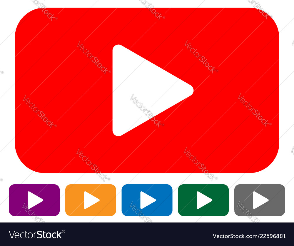 Flat style play button icon in 6 color vector image Flat style play button icon in 6 color