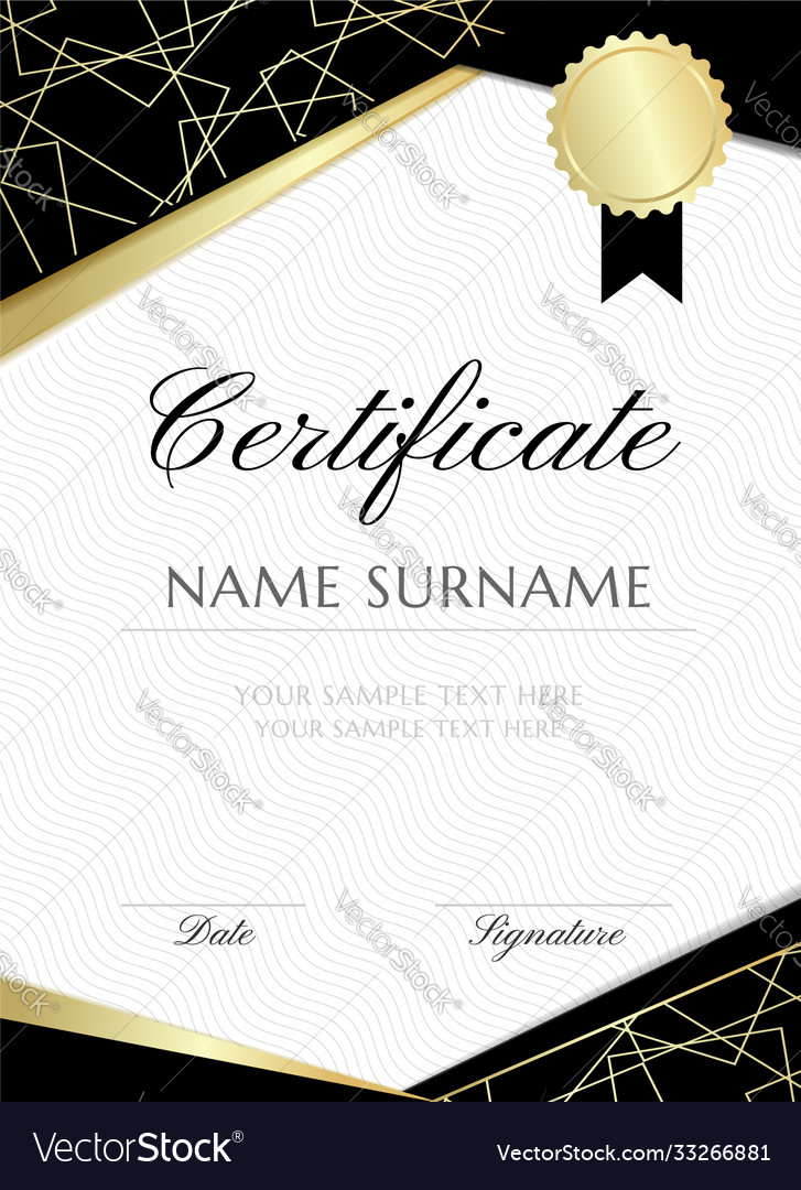 Golden line art textured certificate design Vector Image