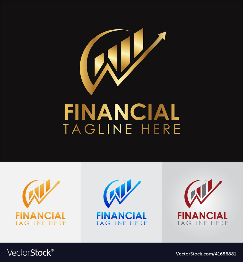 Golden metallic accounting financial logo design Vector Image